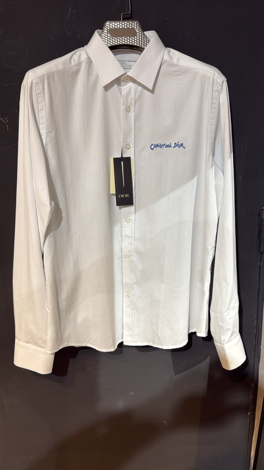 Christian Dior Embroidered Logo Long-Sleeve Shirt – White