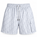 DIOR Monogram Cargo Swim Shorts – White & Light Grey
