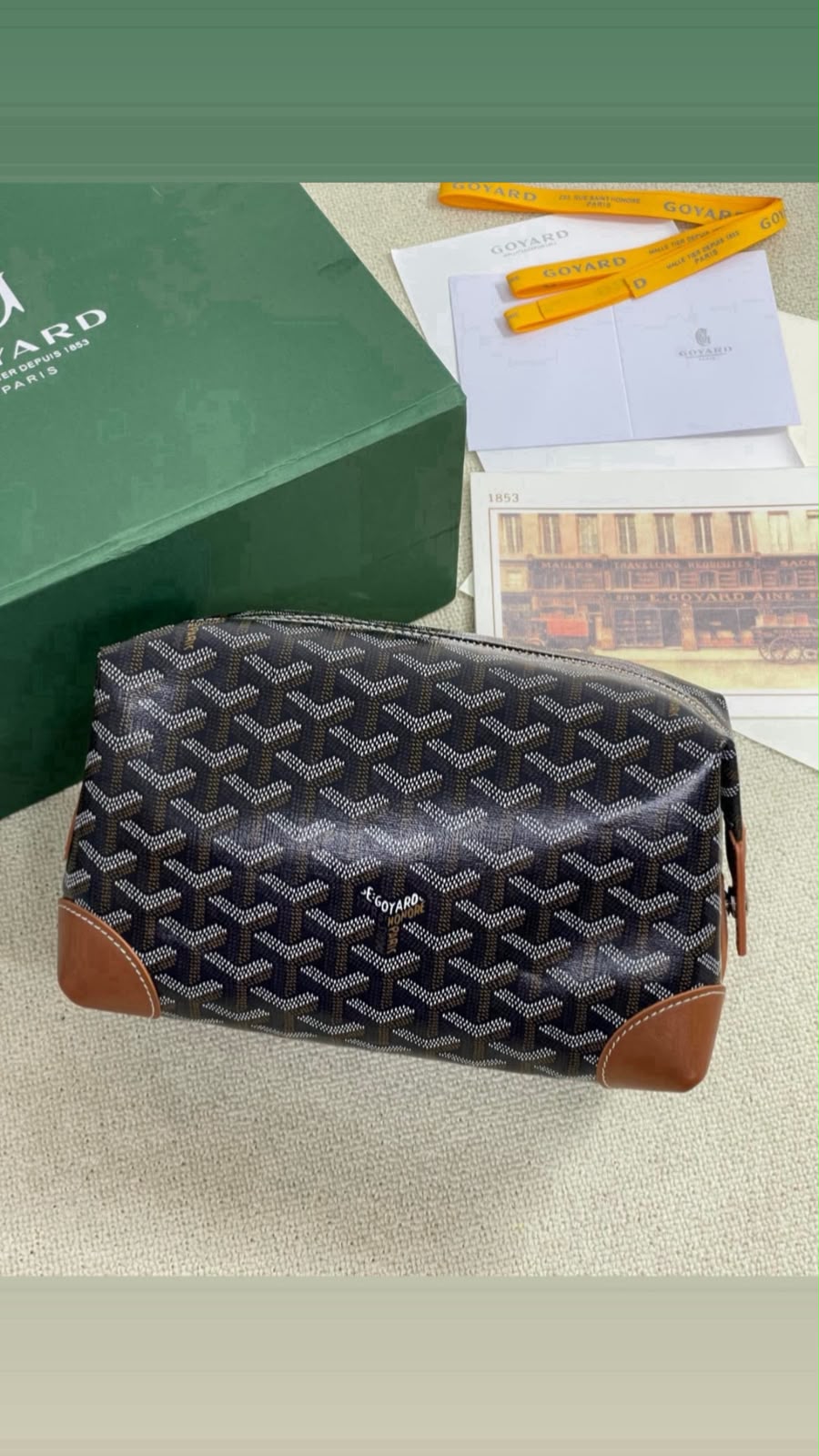 Goyard Goyardine Toiletry Pouch – Black & Tan