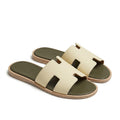 Hermès Izmir Sandals – Cream & Olive Green