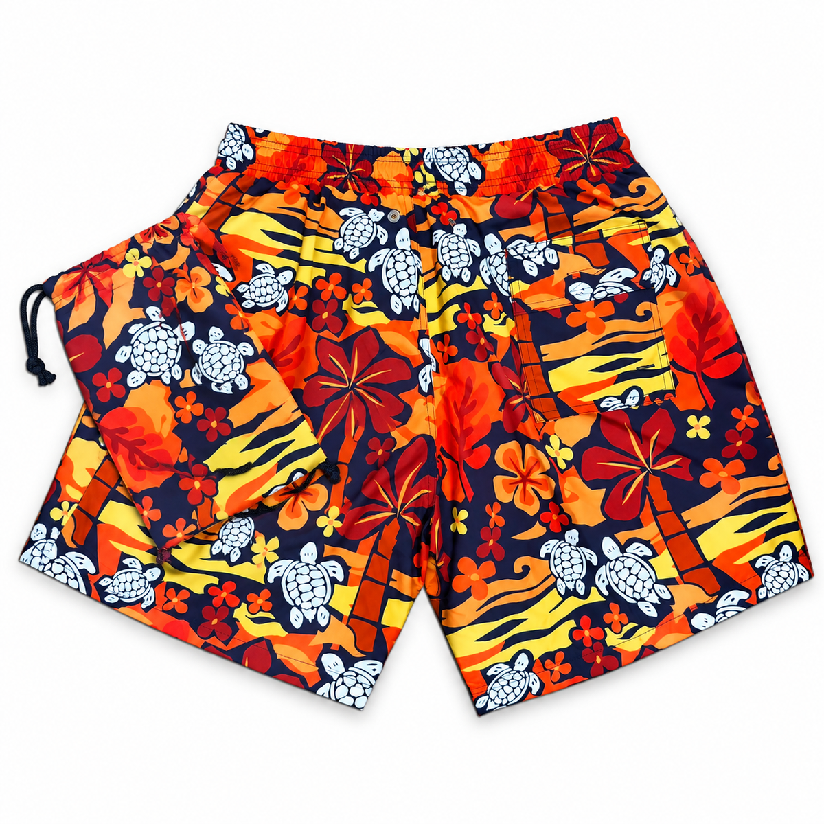 Vilebrequin Tropical Turtle Print Swim Shorts with Pouch – Orange Multi