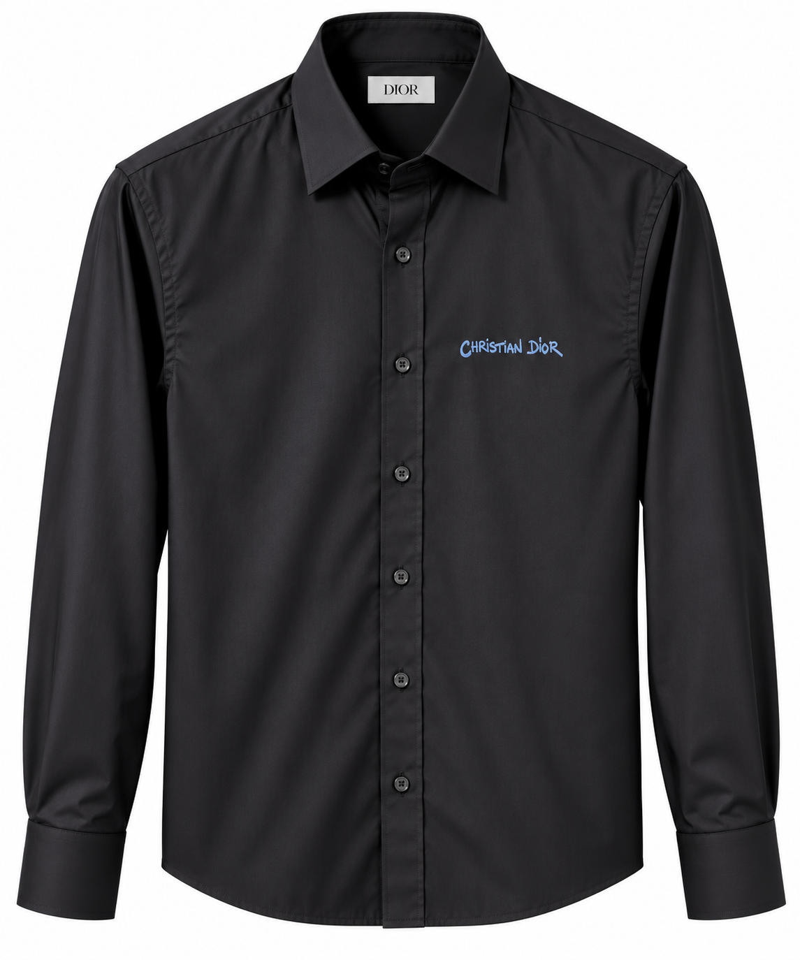 Christian Dior Embroidered Logo Long-Sleeve Shirt – Black