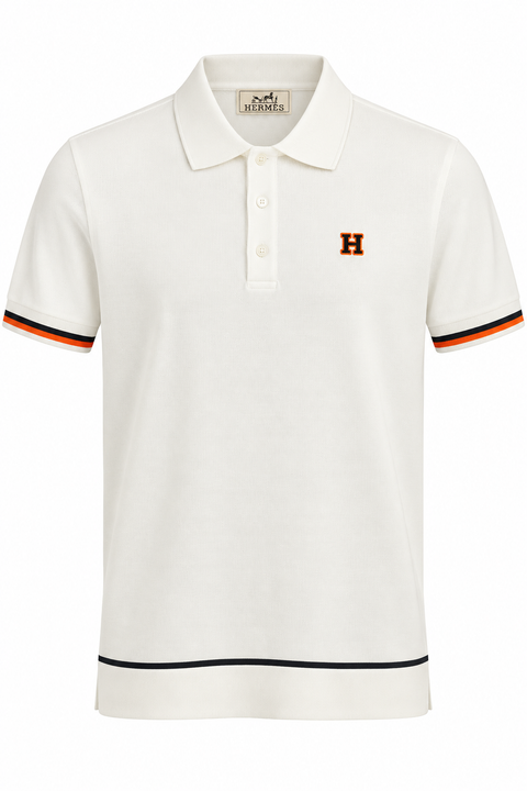 Hermès H Logo Trim Polo Shirt – Ivory