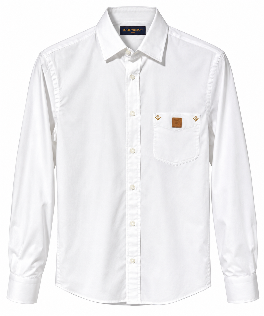Louis Vuitton LV Monogram Pocket Long Sleeve Shirt – White