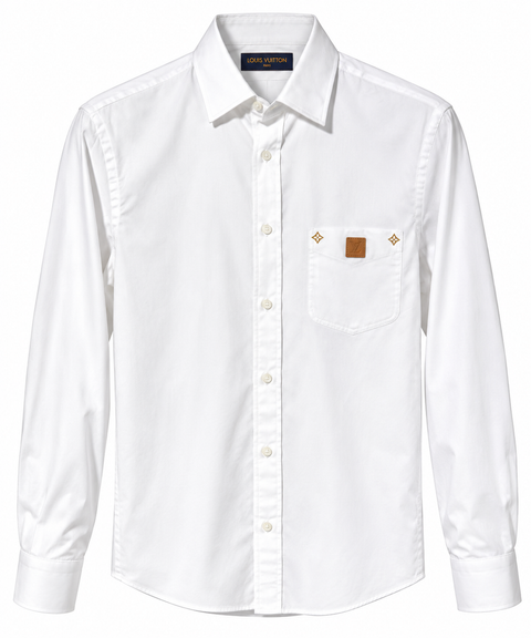 Louis Vuitton LV Monogram Pocket Long Sleeve Shirt – White