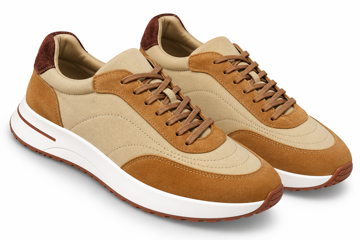 Loro Piana Mixed-Material Runner Sneakers – Camel & Sand