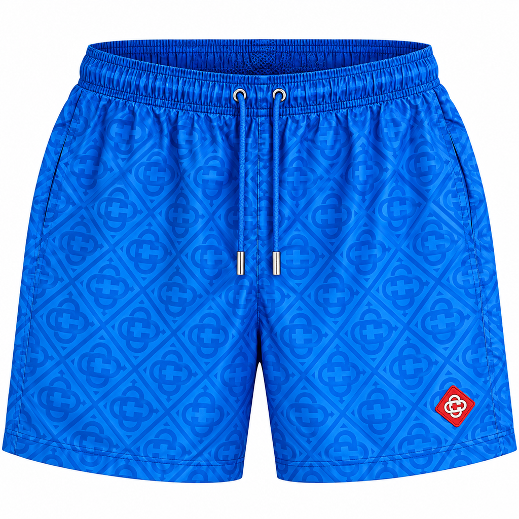 Casablanca Monogram Logo Patch Swim Shorts – Royal Blue