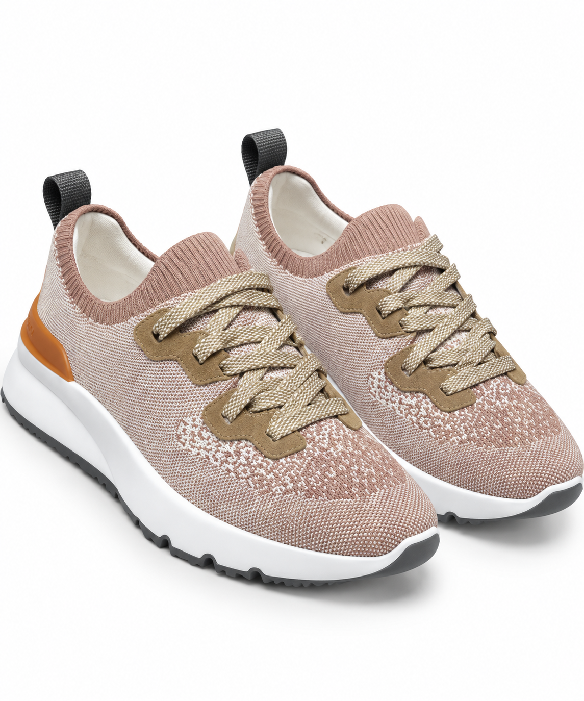Brunello Cucinelli Knit Runner Sneakers – Dusty Rose & Beige