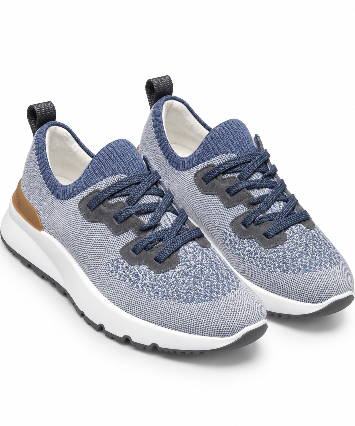 Brunello Cucinelli Knit Runner Sneakers – Ice Blue & Grey