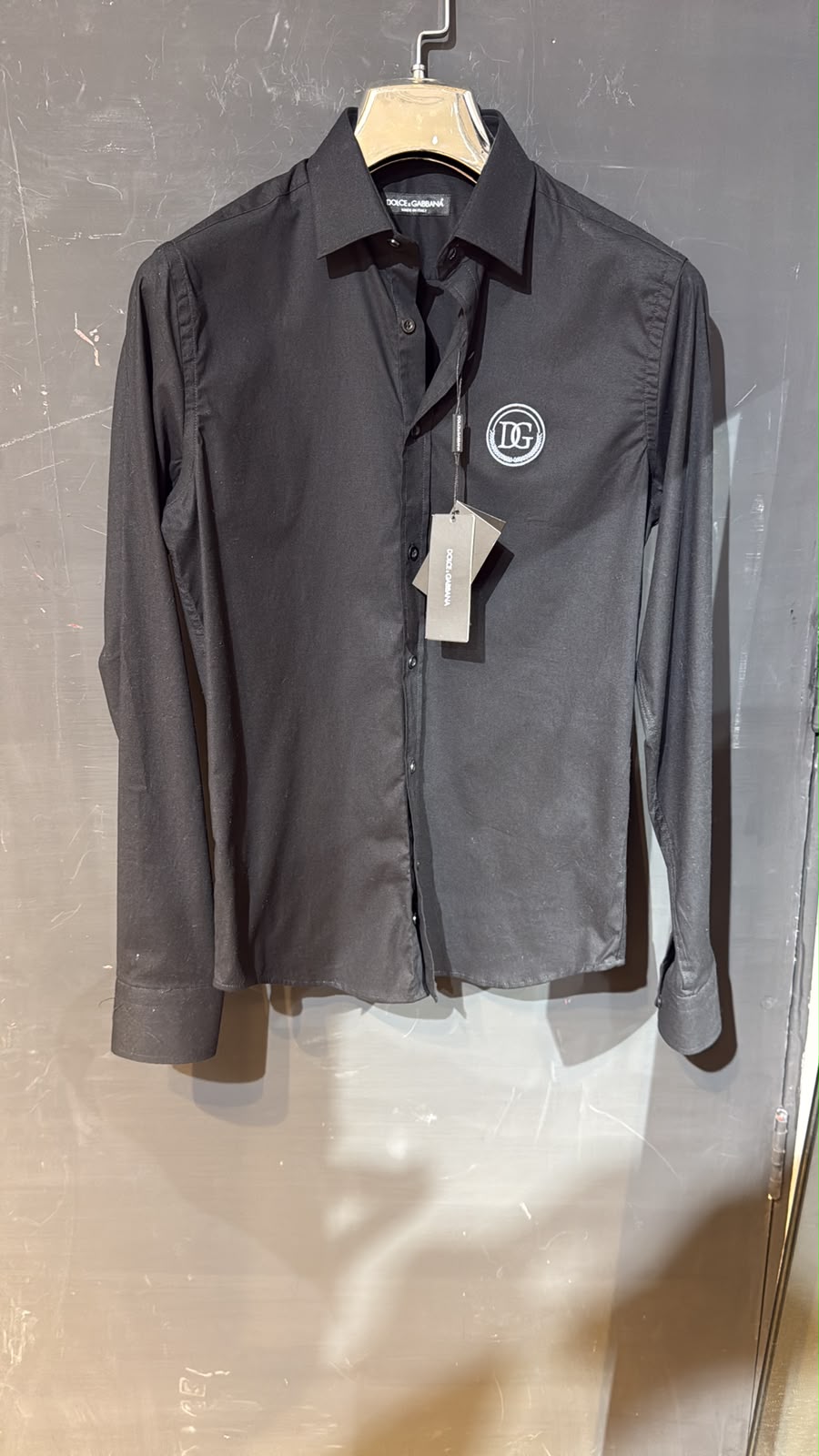 Dolce & Gabbana DG Monogram Long-Sleeve Shirt – Black