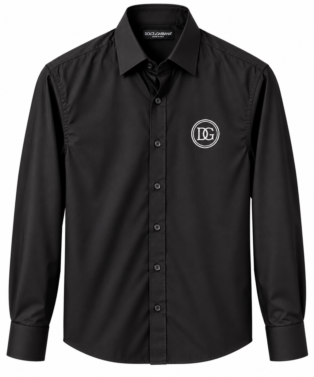 Dolce & Gabbana DG Monogram Long-Sleeve Shirt – Black