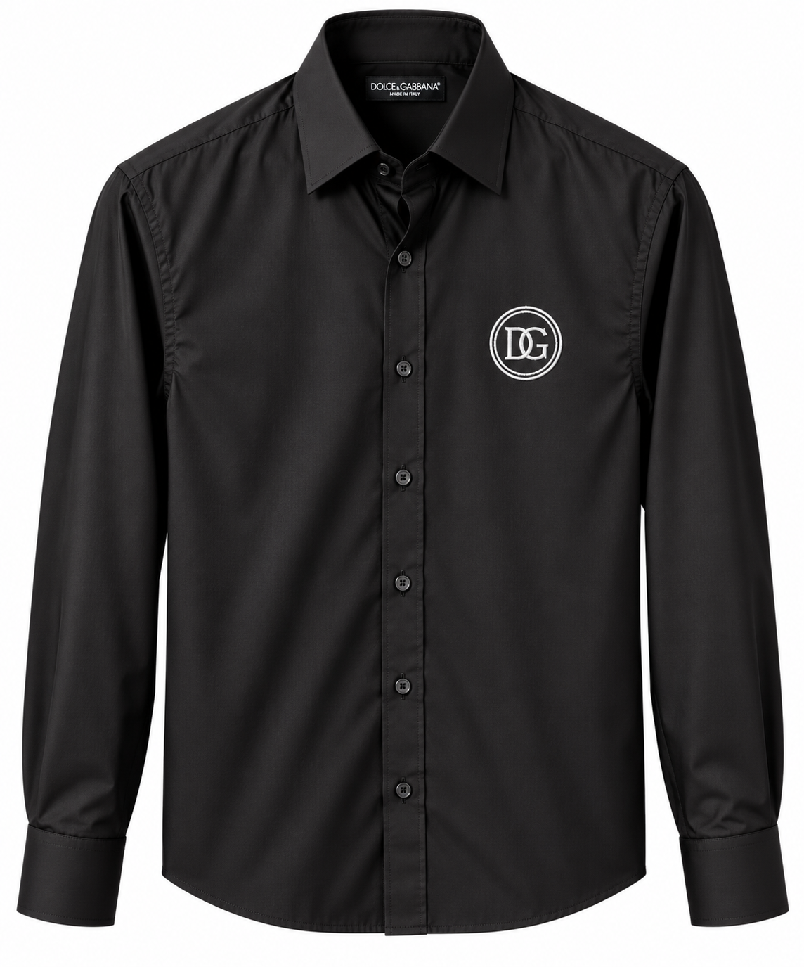 Dolce & Gabbana DG Monogram Long-Sleeve Shirt – Black