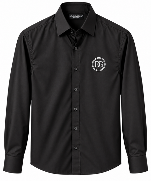 Dolce & Gabbana DG Monogram Long-Sleeve Shirt – Black