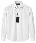 Dolce & Gabbana Gold Crown Collar Long Sleeve Shirt – White