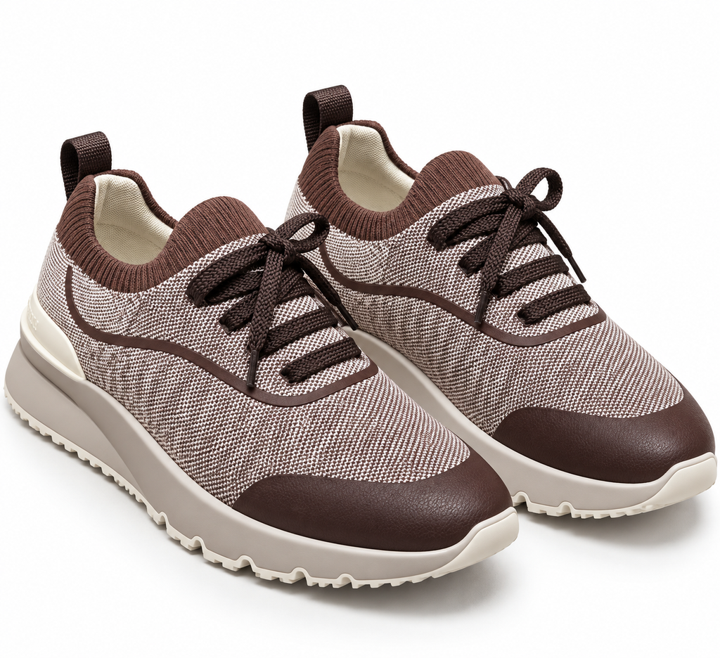Brunello Cucinelli Knit Runner Sneakers – Brown & Ivory