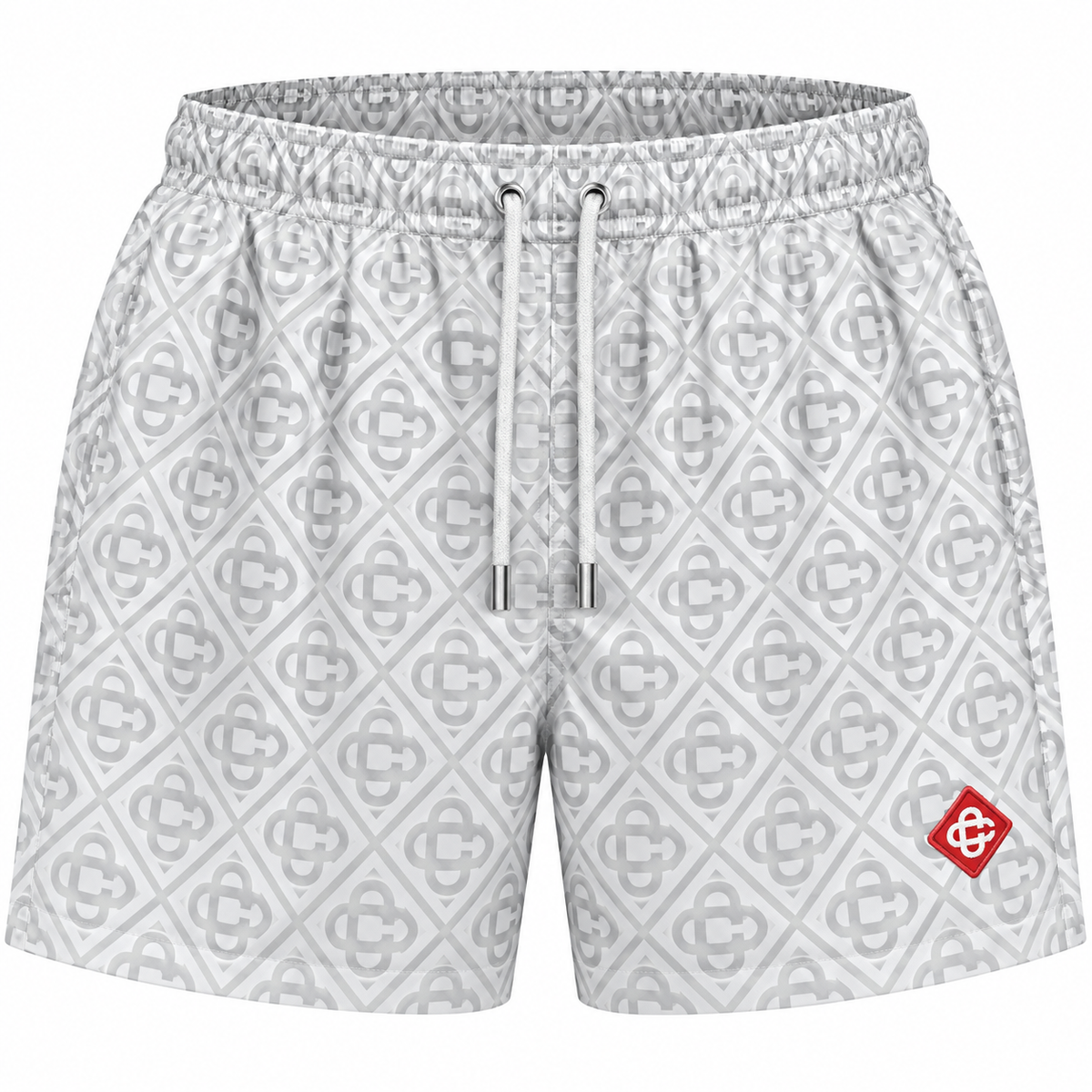 Casablanca Monogram Swim Shorts – White & Grey