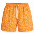 Abstract Geometric Swim Shorts – Orange & White