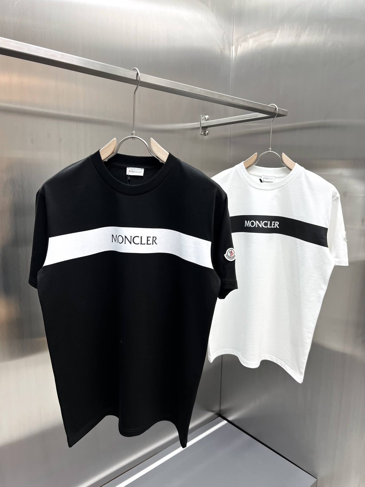 Moncler Logo Stripe T-Shirt – Black