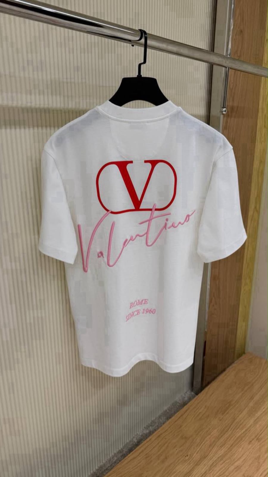 Valentino Signature Logo T-Shirt – White & Pink