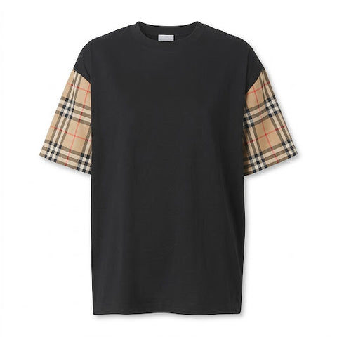 Burberry Vintage Check Sleeve T-Shirt – Black & Archive Beige