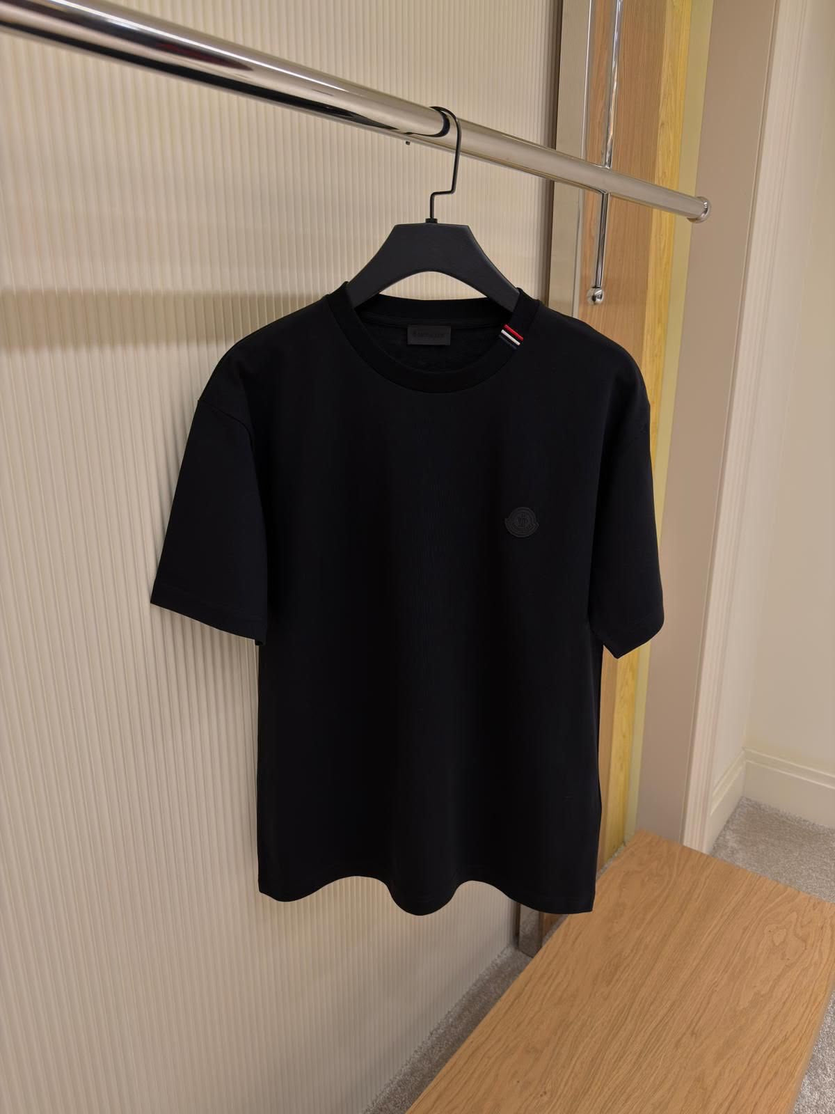 Moncler Tricolor Stripe Collar T-Shirt – Black
