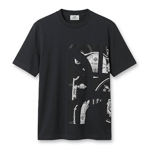 Hermès Patchwork Printed T-Shirt – black