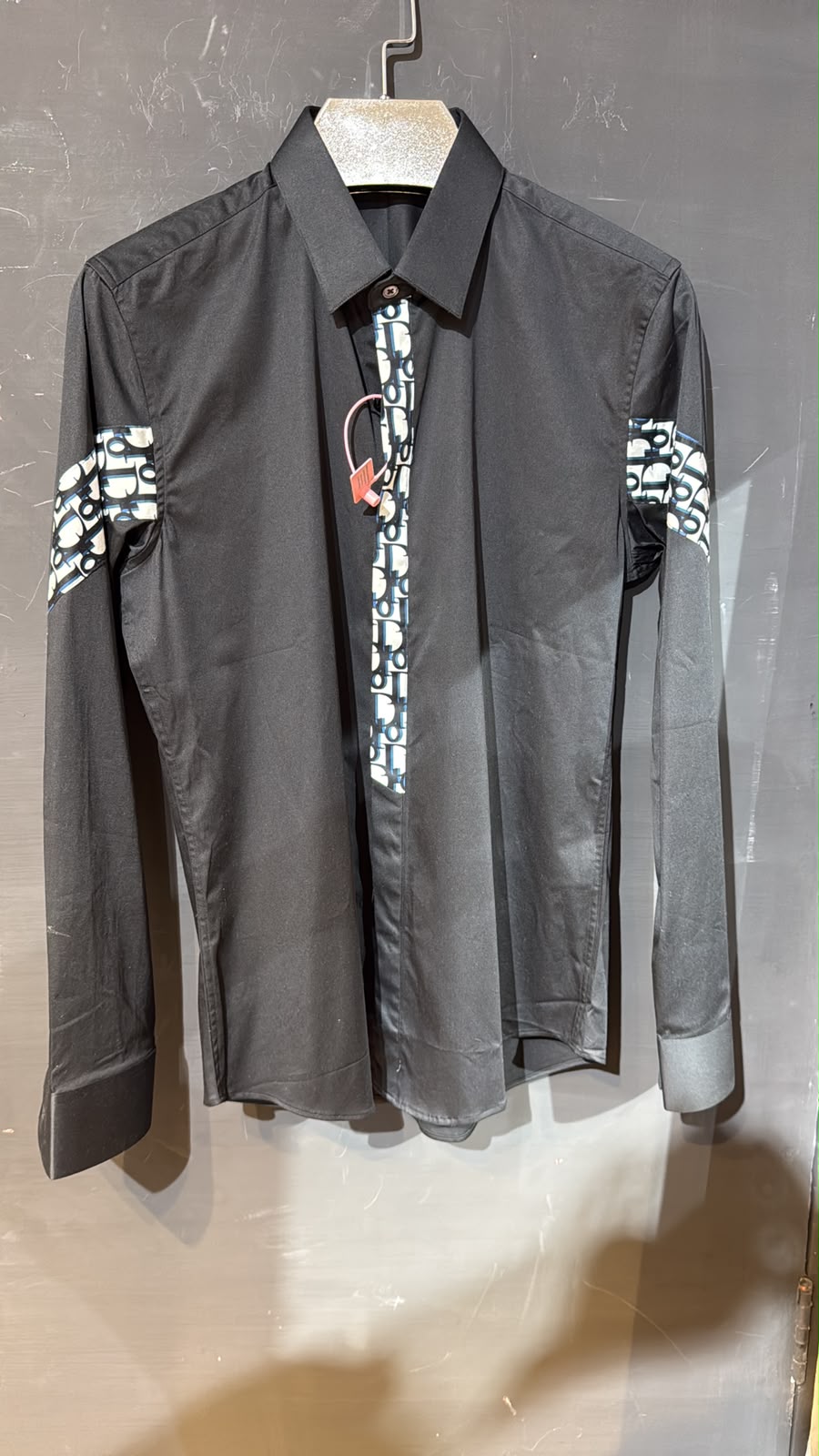 Dior Oblique Monogram Panel Long Sleeve Shirt – Black & Navy