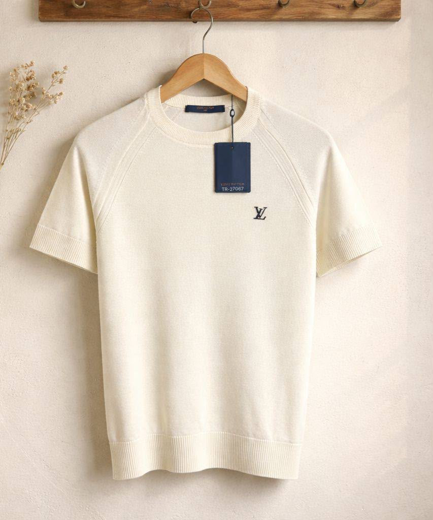 Louis Vuitton Fine Knit Short-Sleeve Sweater – Cream