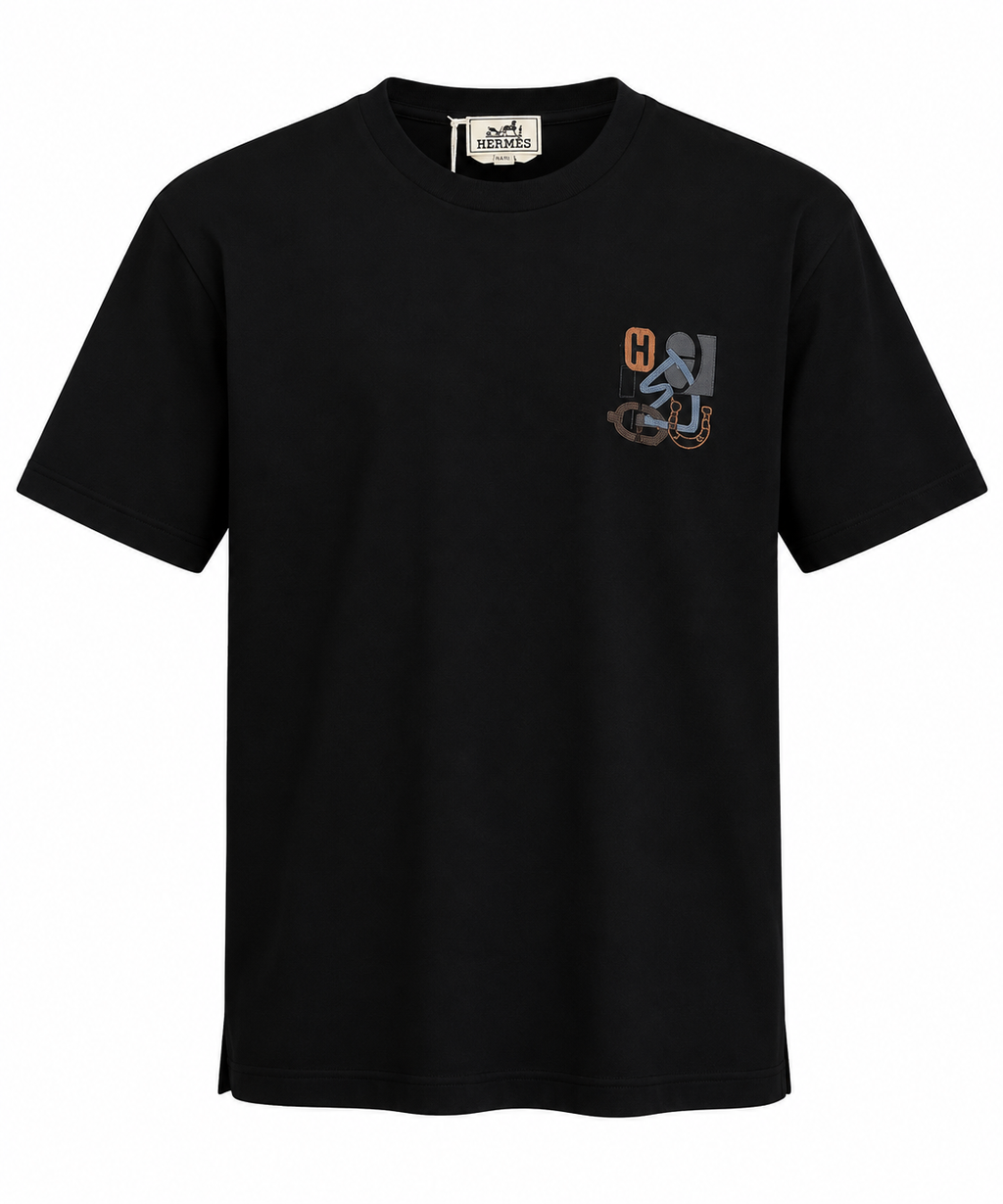 Hermès Embroidered Motif T-Shirt – Black