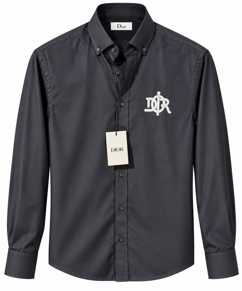 Christian Dior Embroidered Monogram Long-Sleeve Shirt – Dark Charcoal