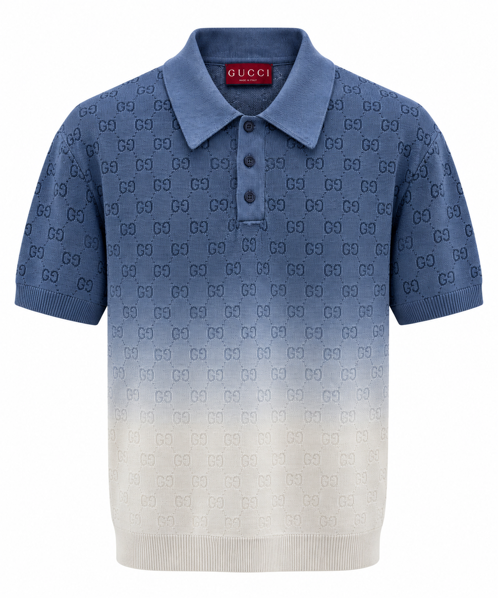 Gucci GG Gradient Knit Polo – Blue & Ivory
