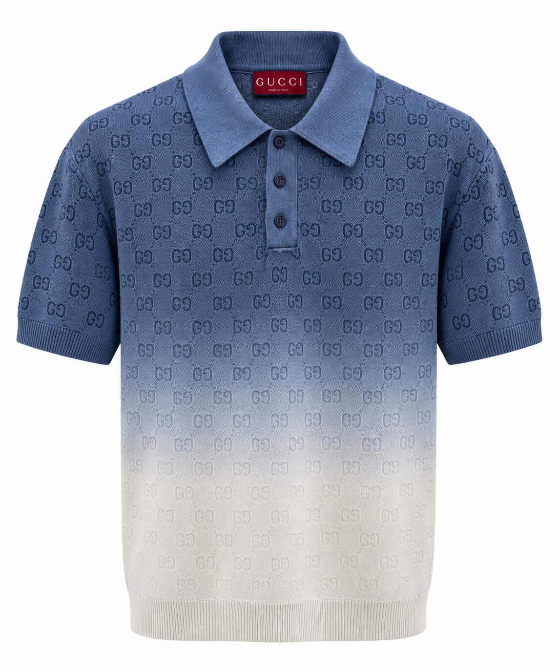 Gucci GG Gradient Knit Polo – Blue & Ivory