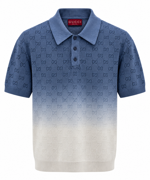Gucci GG Gradient Knit Polo – Blue & Ivory