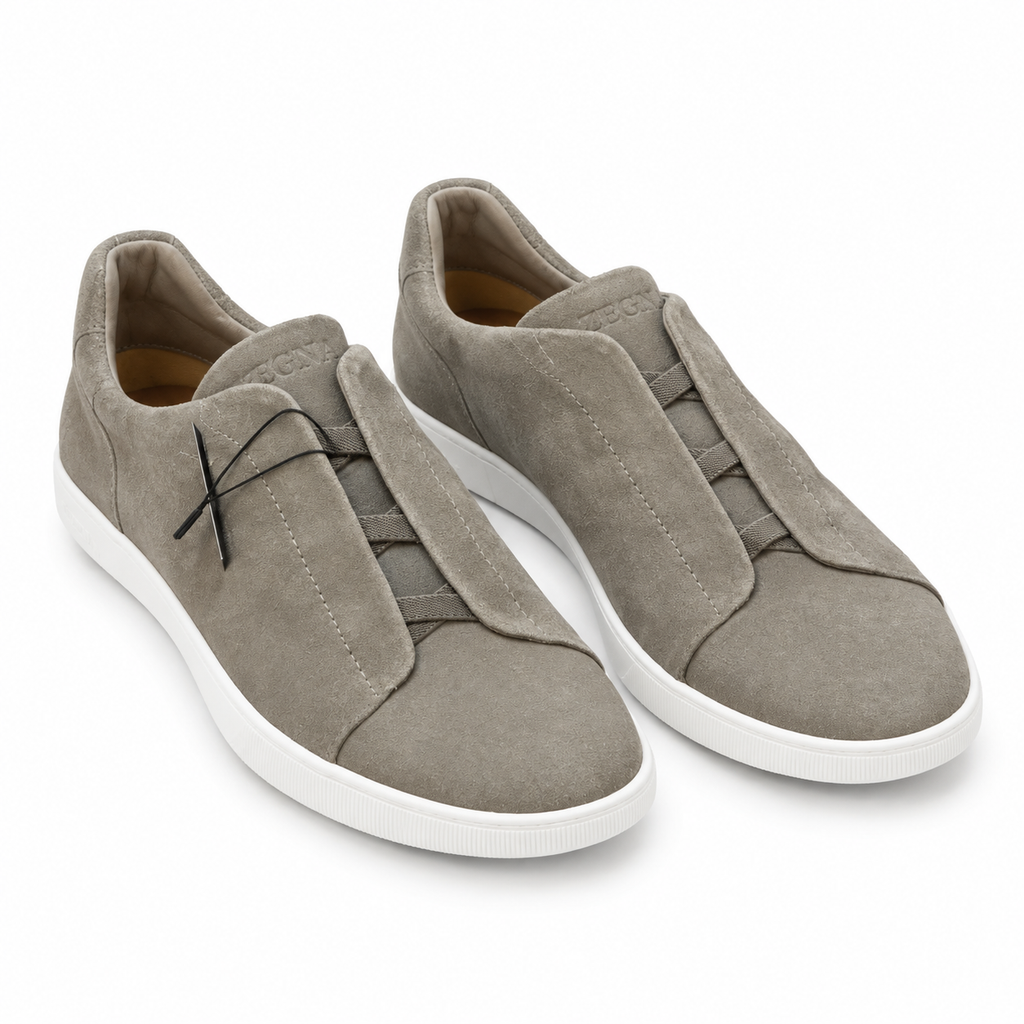 Zegna Triple Stitch Sneakers – Taupe Beige