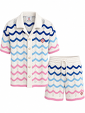 Casablanca Wave Knit Co-Ord Set – Cream, Blue & Pink