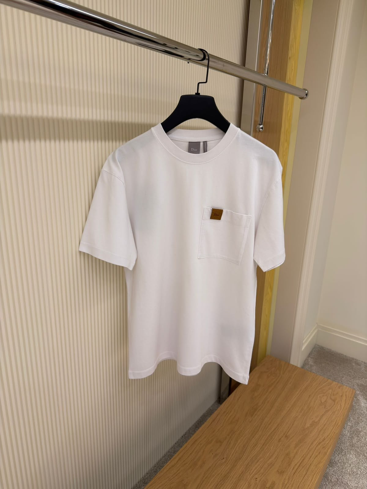 Dior Leather Tag Pocket T-Shirt – White