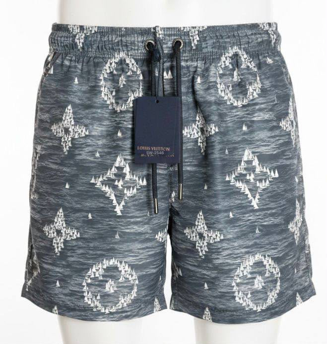 Louis Vuitton Monogram Printed Swim Shorts – Charcoal Grey