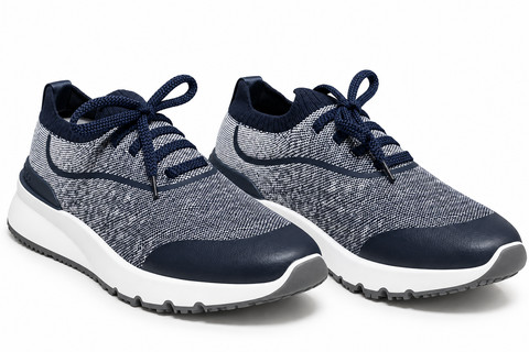 Brunello Cucinelli Knit Runner Sneakers – Navy & White