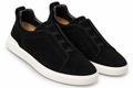 ZEGNA Suede Slip-On Sneakers – Black & White