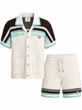 Casablanca Striped Knit Co-Ord Set – Cream, Brown & Mint