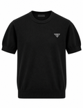 Prada Triangle Logo Knit T-Shirt – black