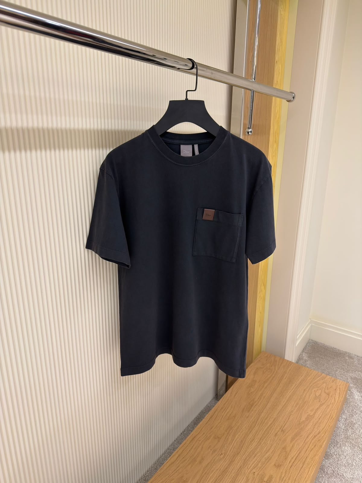 Dior Leather Tag Pocket T-Shirt – Dark Grey