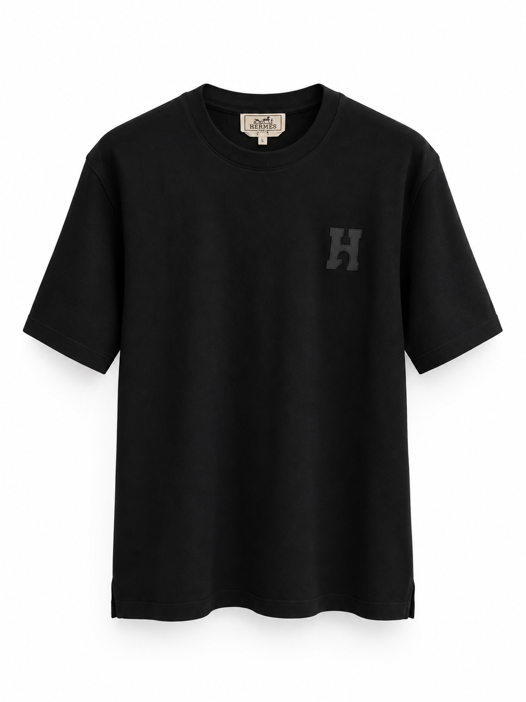 HERMÈS H Logo Cotton T-Shirt – Black