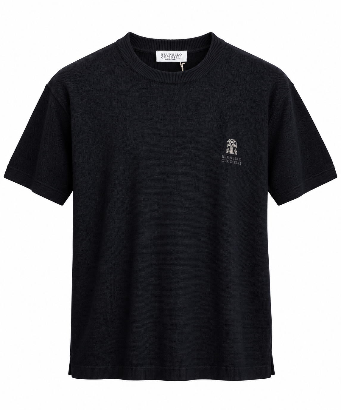 Brunello Cucinelli Embroidered Knit T-Shirt – Black