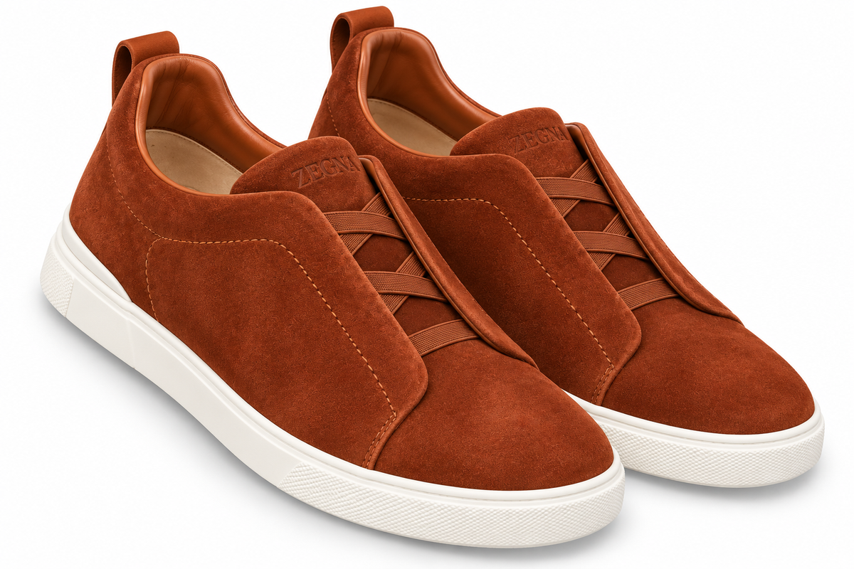 ZEGNA Suede Slip-On Sneakers – Rust Brown