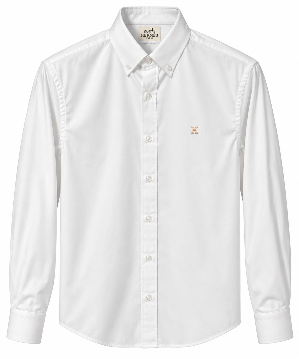 Hermès H Embroidered Button-Down Shirt – White