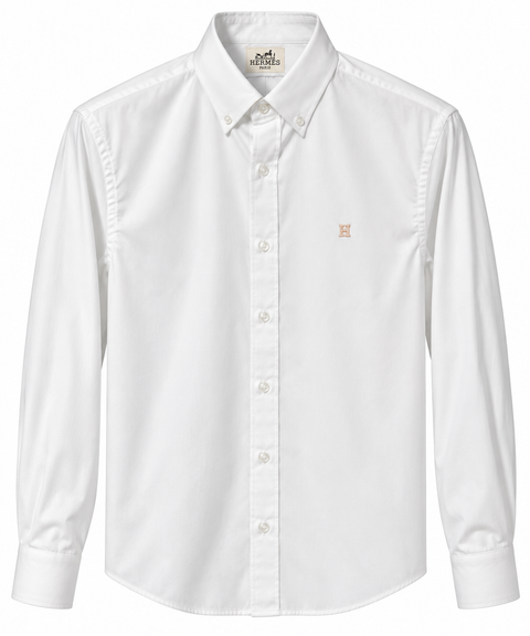 Hermès H Embroidered Button-Down Shirt – White