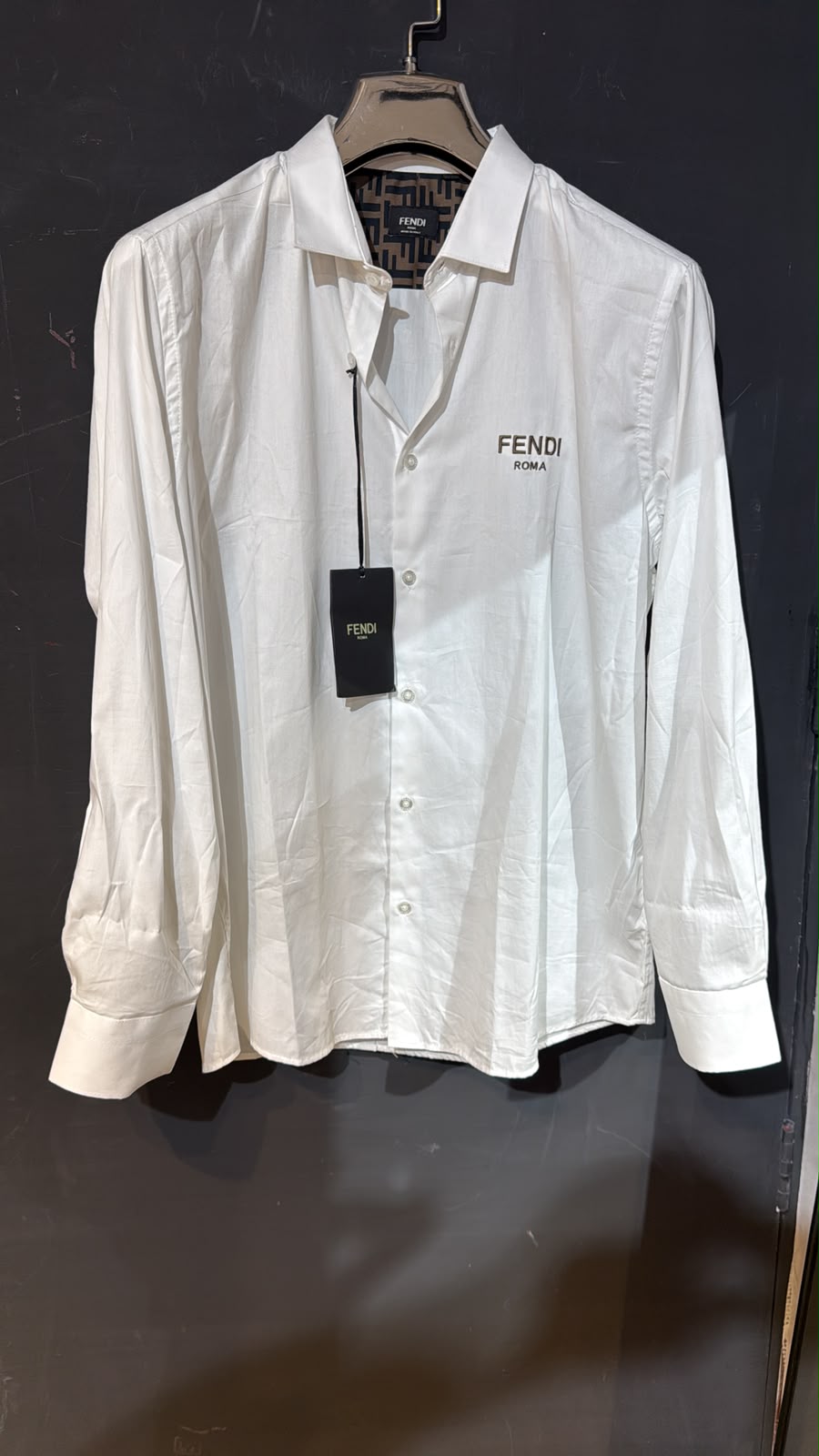 Fendi Roma Logo Long-Sleeve Shirt – White