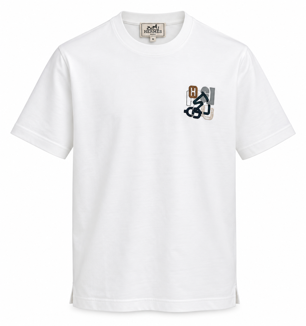 Hermès Embroidered Motif T-Shirt – White