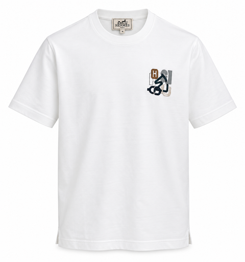 Hermès Embroidered Motif T-Shirt – White
